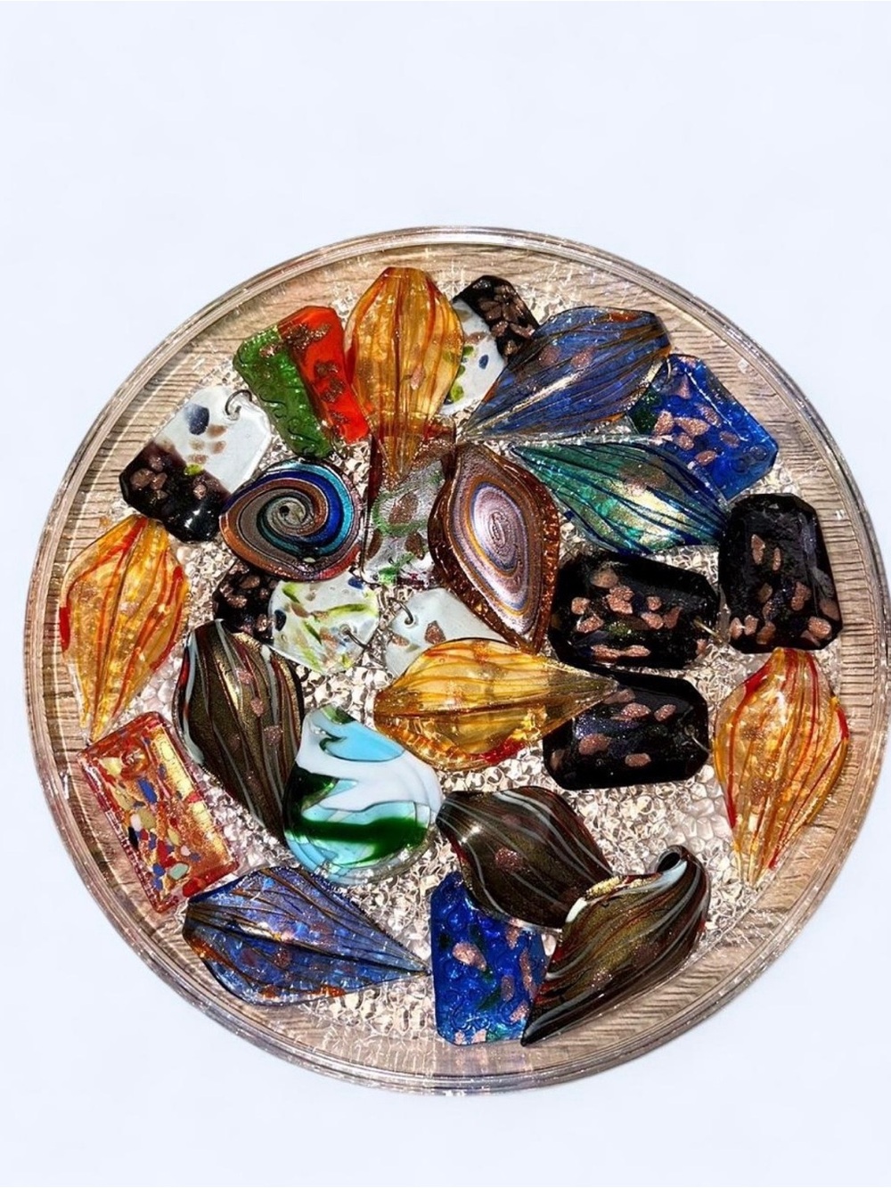 Colorful Murano Style Glass Bead & Leaf Mix - Multicolor